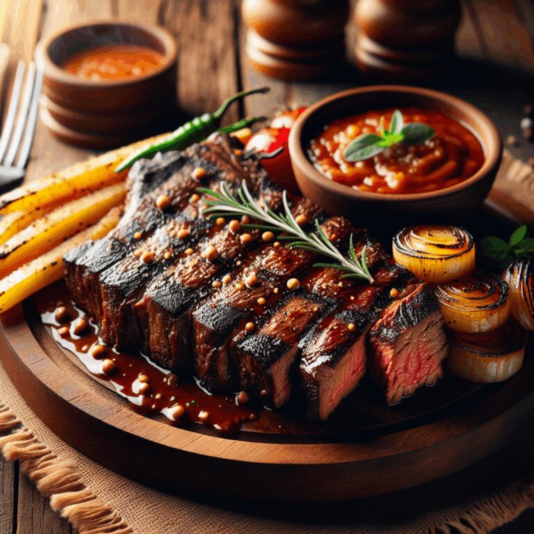 Churrasco de Fraldinha com Molho Barbecue Caseiro
