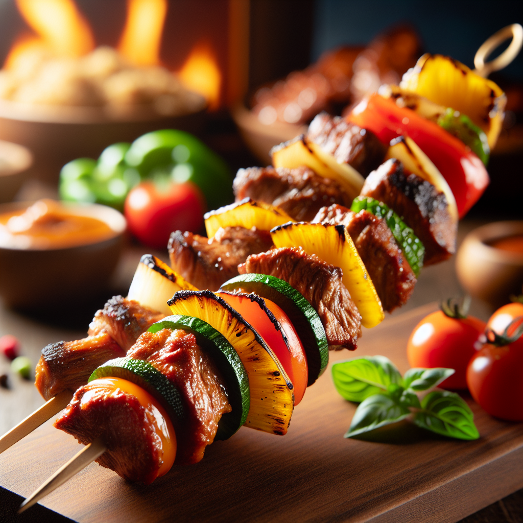 Espetinho de Carne e Legumes ao Estilo Carioca