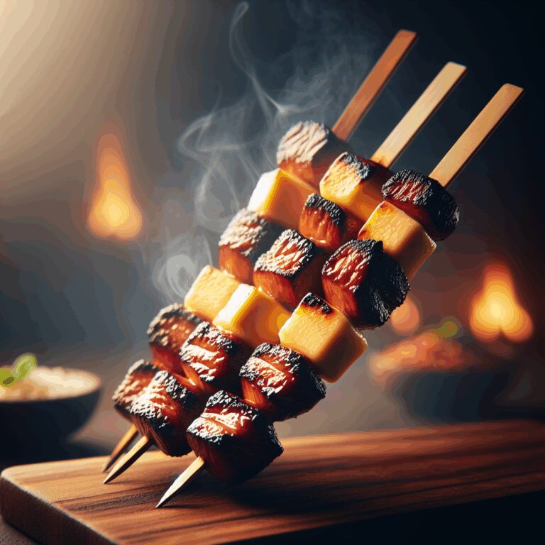 Espetinho de Queijo Coalho Defumado com Toque de BBQ
